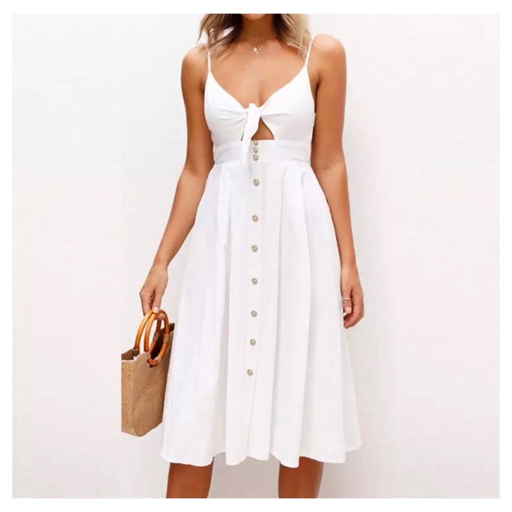 5 🌟 Kayla Bow Knot V-Neck Spaghetti Strap Dress